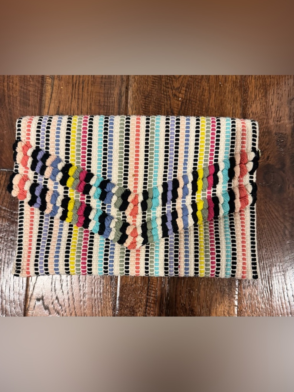 Colorful Striped Handwoven Clutch - Multicolor